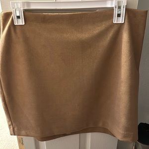 Express high rise faux suede tan skirt